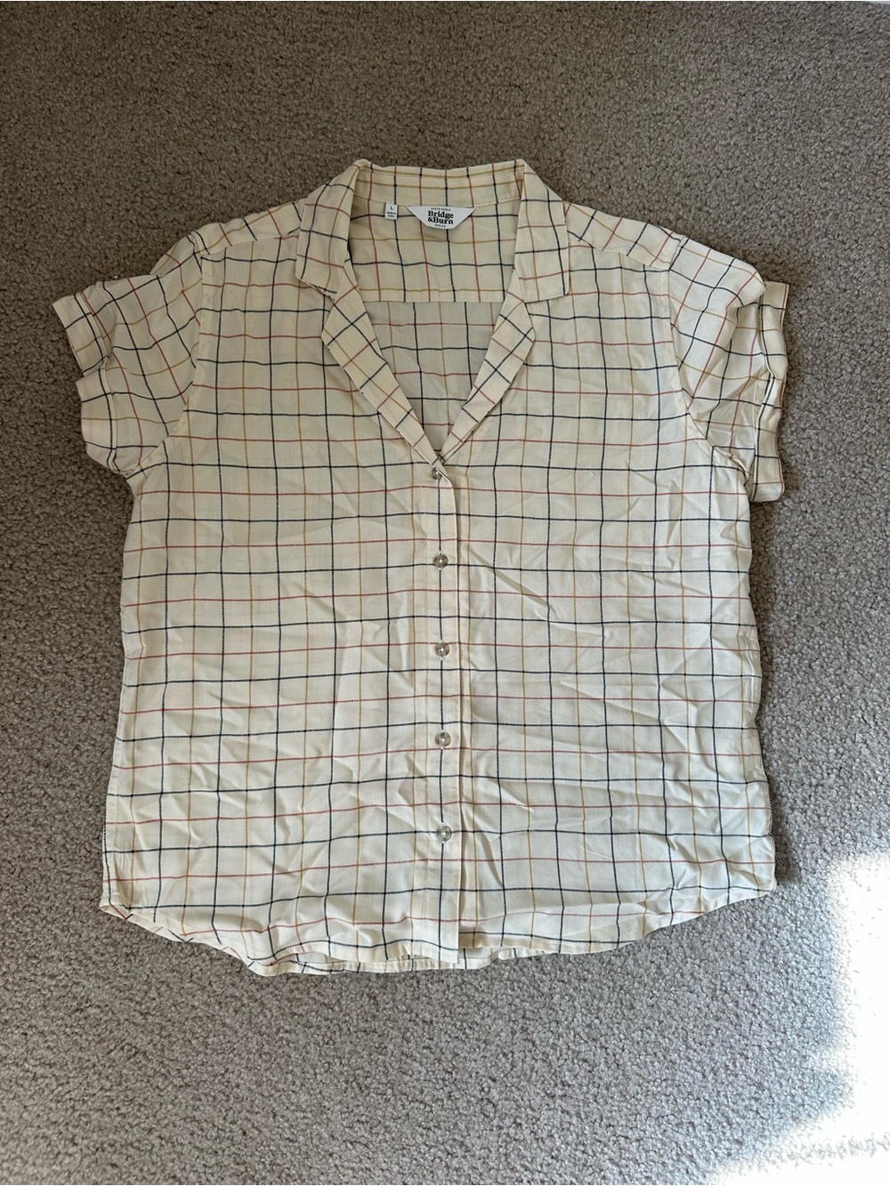 Bridge & Burn Innes cream women’s shirt with blue, red and mustard plaid